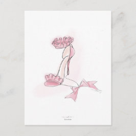 Pink Frilled High Heels Illustration Vykort