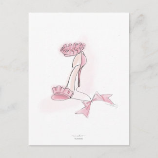 Pink Frilled High Heels Illustration Vykort