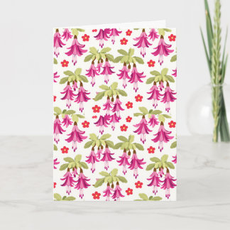 Pink Fuchsia Floral Pattern – Retro Botanical Kort