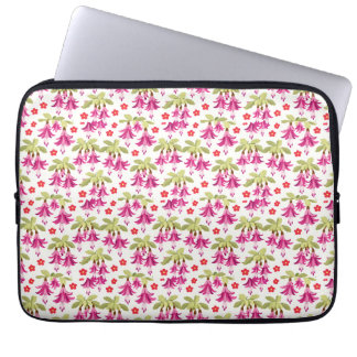 Pink Fuchsia Floral Pattern – Retro Botanical Laptop Fodral