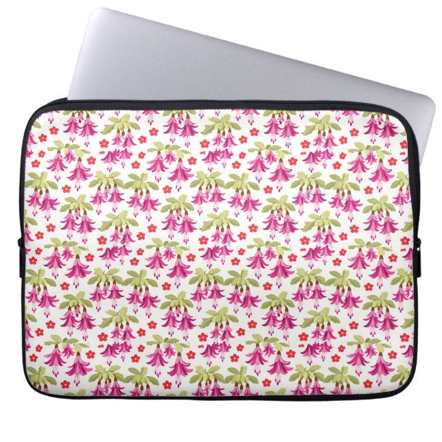 Pink Fuchsia Floral Pattern – Retro Botanical Laptop Fodral (Framsidan)