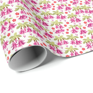 Pink Fuchsia Floral Pattern – Retro Botanical Presentpapper