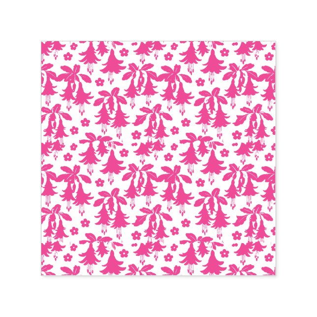 Pink Fuchsia Floral Pattern – Retro Botanical Självfärgande Stämpel (Design)