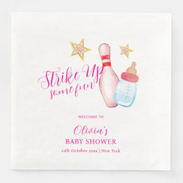 Pink Fun Strike Up Bowling Baby Shower Welcome Pappersservett