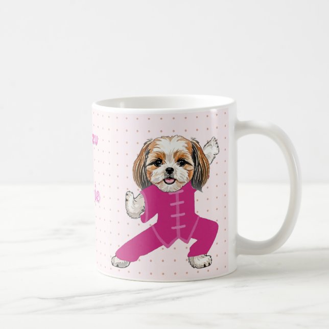 Pink – Funny Shih Tzu Martial Arts Dog Kaffemugg (Höger)