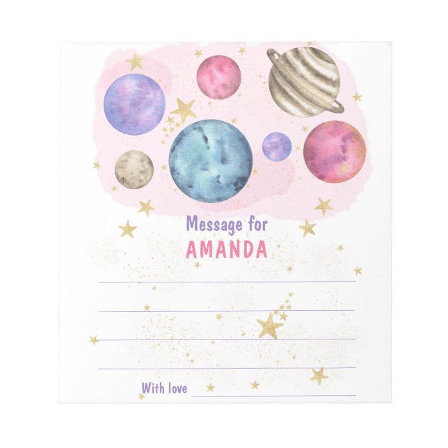 PINK GALAXY SPACE birthday time capsule message Anteckningsblock (Framsida)