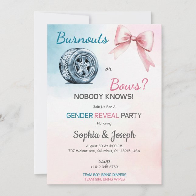 Pink gender Reveal Invitation card design  Inbjudningar (Framsida)
