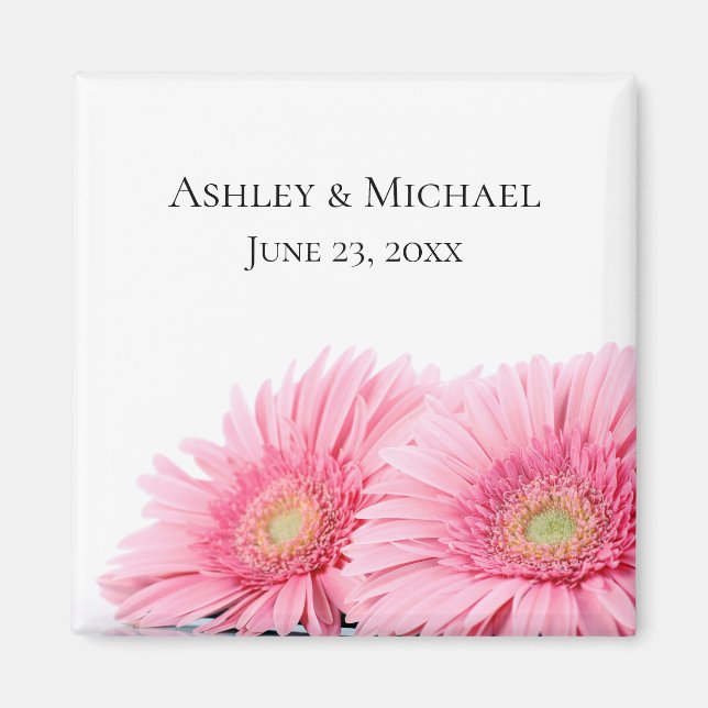 Pink Gerbera Daisies Elegant Photography Wedding Magnet (Framsidan)