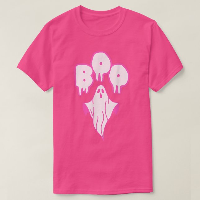 Pink Ghost Boo Halloween Costume  T Shirt (Design framsida)