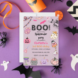 Pink Ghost Halloween Spooky Birthday Party Inbjudningar