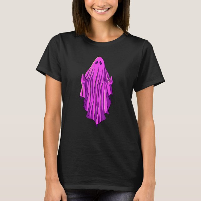 Pink ghost with middle fingers t shirt (Framsida)