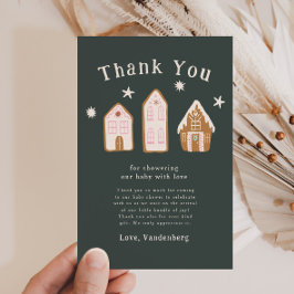 Pink Gingerbread House Holiday Baby Shower Tack Kort