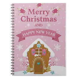 Pink Gingerbread House Merry Christmas Notebook Anteckningsbok