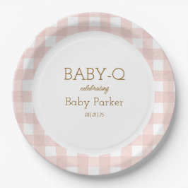 Pink Gingham Baby-Q Circular Plate 2