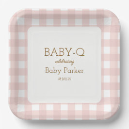 Pink Gingham Baby-Q Square Plate 2