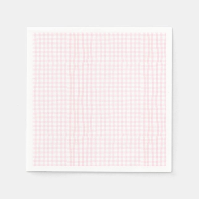 Pink Gingham Baby Shower Pappersservett (Framsidan)