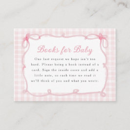 Pink Gingham Bow Frame Books for Baby Tilläggskort