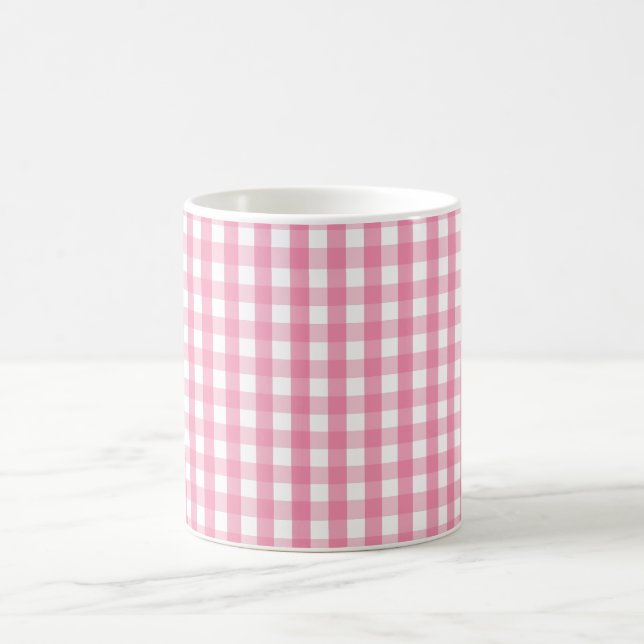 Pink Gingham Check Pattern Two-Tone Coffee Mug Kaffemugg (Center)