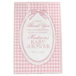Pink Gingham Coquette Bow Baby Shower Favors