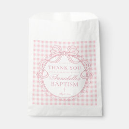 Pink Gingham Coquette Bow Baptism Dessert