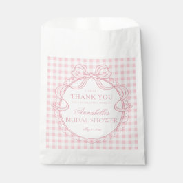 Pink Gingham Coquette Bow Bridal Shower Dessert