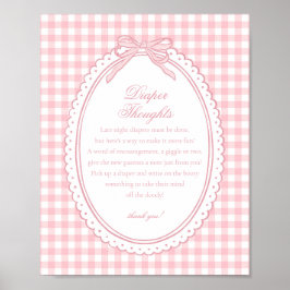 Pink Gingham Coquette Bow Diaper Thoughts Baby Poster
