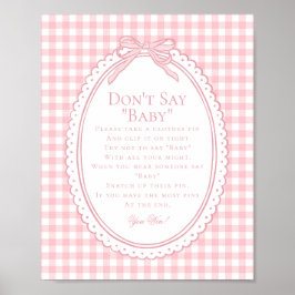 Pink Gingham Coquette Bow Dont Say Baby Game Poster