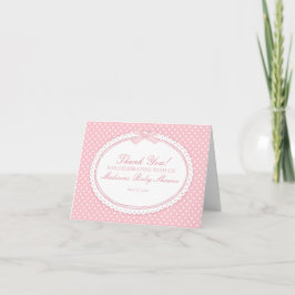 Pink Gingham Coquette Bow Thank You Card  Tack Kort