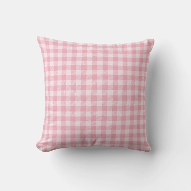 Pink Gingham Pattern Girly Check Plaid Checkered Kudde (Framsida)