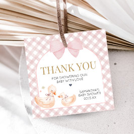 Pink Gingham Silly Goose Baby Shower Gåvor Etiketter