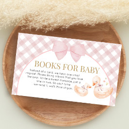 Pink Gingham Silly Goose Shower Books for Baby Tilläggskort