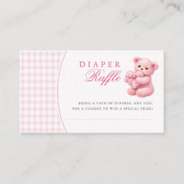 Pink Gingham Teddy Bear Neutral Baby Shower Tilläggskort