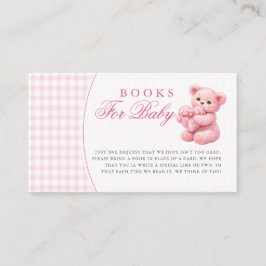 Pink Gingham Teddy Bear Neutral Baby Shower Tilläggskort