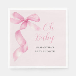 Pink Girl Bow Oh Baby Shower  Pappersservett