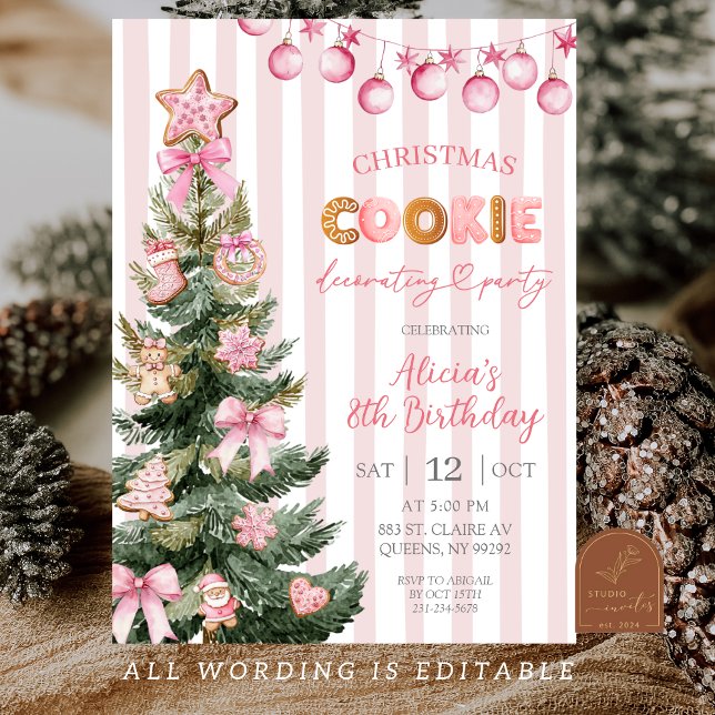 Pink Girl Cookie Decorating Party Birthday Inbjudningar (Skapare uppladdad)