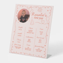 Pink Girl's First Birthday Milestone Timeline
