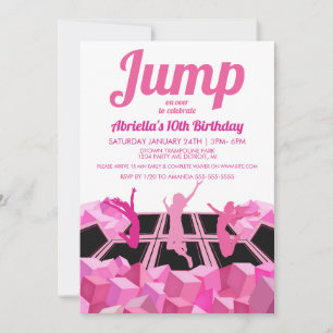 Pink Girls Trampoline Park Födelsedagsinbjudan Inbjudningar