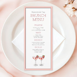Pink Girly Cocktail Galentine's Day Brunch Party Meny