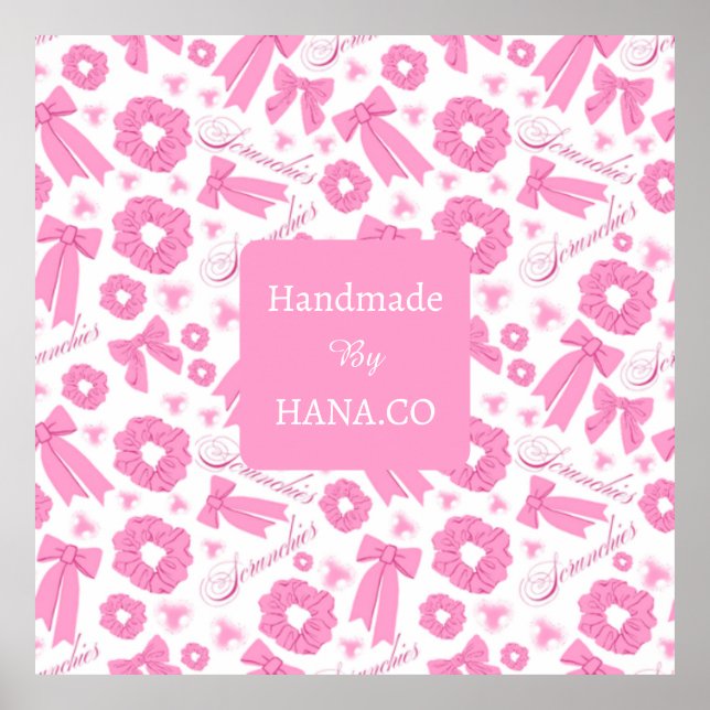 Pink Girly Scrunchies Pattern Cute Hair Accessory  Poster (Framsidan)