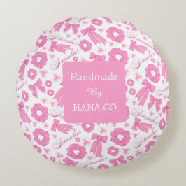 Pink Girly Scrunchies Pattern Cute Hair Accessory  Rund Kudde