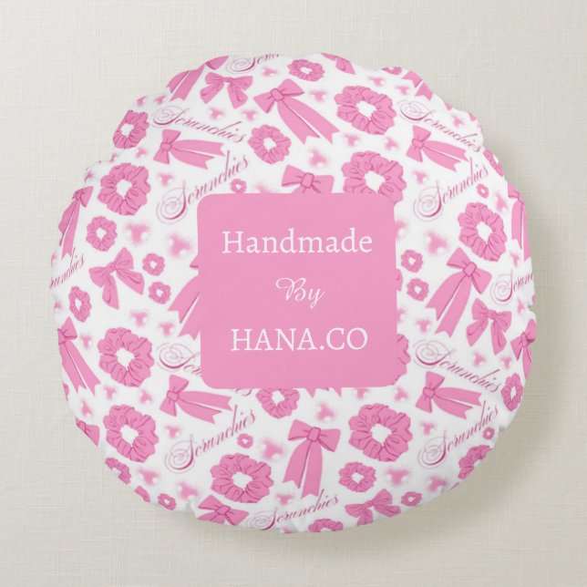 Pink Girly Scrunchies Pattern Cute Hair Accessory  Rund Kudde (Framsidan)