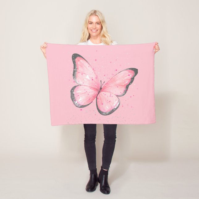 pink glitter butterfly fleecefilt (På plats)