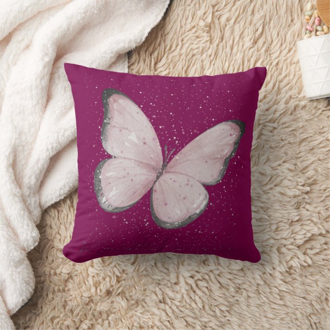 pink glitter butterfly kudde (Filt)