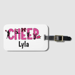 Pink Glitter Cheerledare Cheer Personalized Bagagebricka