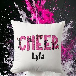 Pink Glitter Cheerledare Cheer Personalized Kudde
