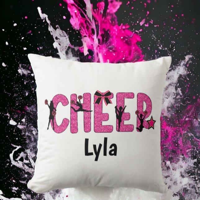 Pink Glitter Cheerledare Cheer Personalized Kudde (Skapare uppladdad)