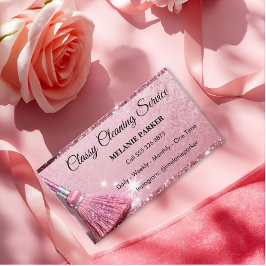 pink Glitter Classy Cleaning Services Visitkort