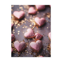 pink glitter hearts for valentine`s day