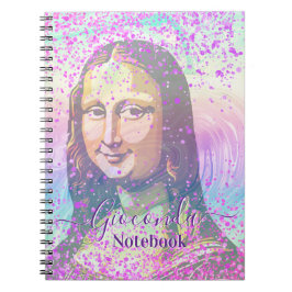 Pink Glitter Leonardo Da Vinci Gioconda Anteckningsbok