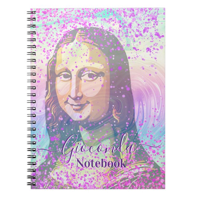Pink Glitter Leonardo Da Vinci Gioconda Anteckningsbok (Framsidan)